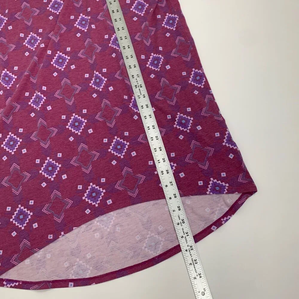 LuLaRoe S Women's Geometric Patterned High-Low Hem Irma Tunic Top Pink
